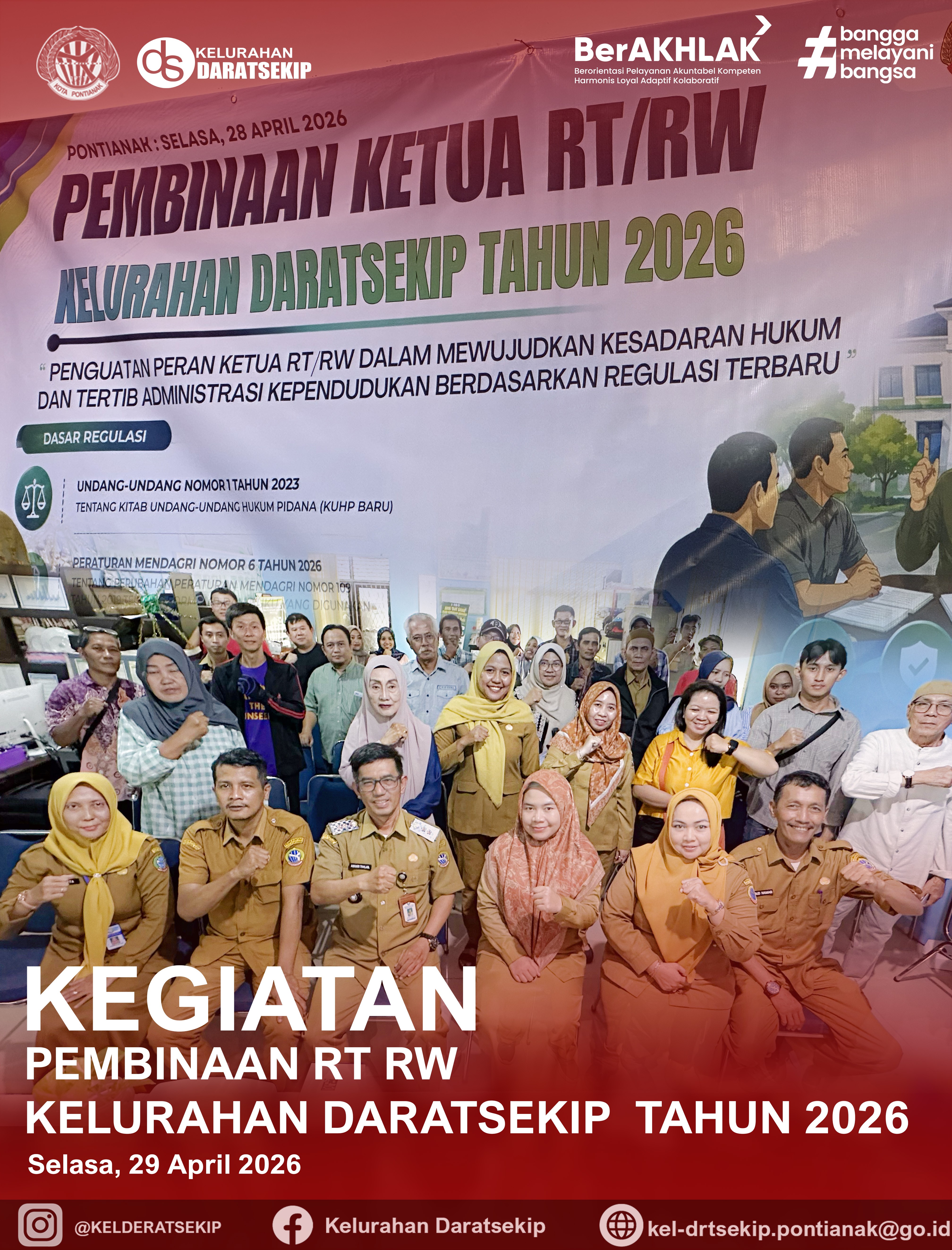 Kelurahan Daratsekip Gelar Pembinaan RT RW 2026 Perkuat Pemahaman Tertib Administrasi Kependudukan dan KUHP Baru di Lingkungan Masyarakat