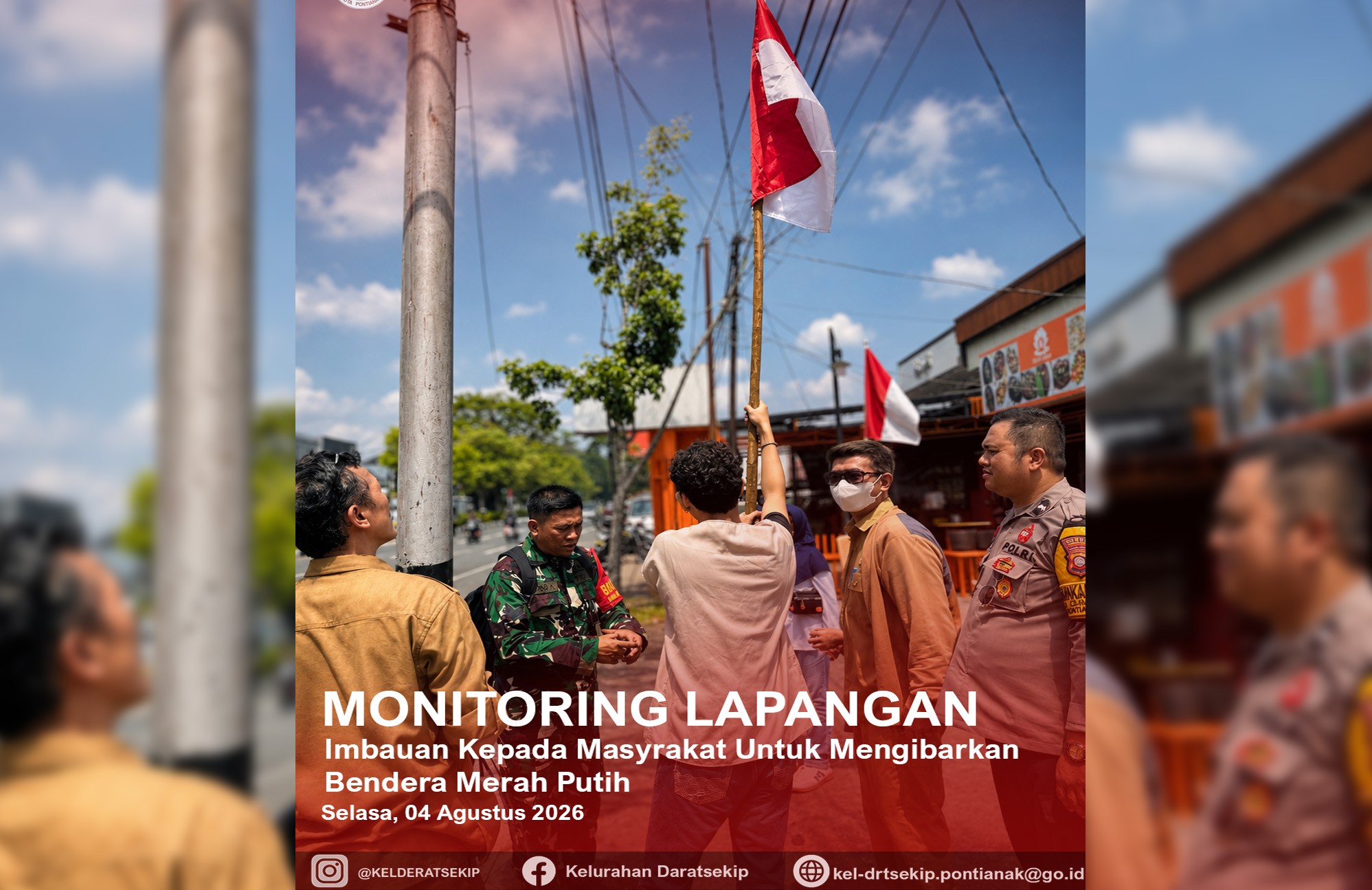 Kelurahan Daratsekip Imbau Warga Pasang Bendera Merah Putih Sambut HUT ke-81 Kemerdekaan RI